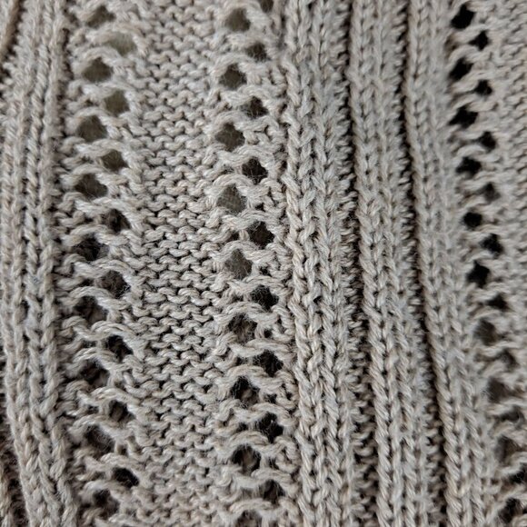 Joie Size Medium Tan Sleeveless V-neck Open Weave Pullover Sweater Cotton/Poly - Picture 8 of 12